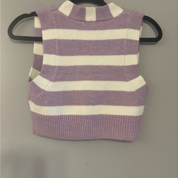 For Love and Lemons Maud Crop Sweater Vest in Lavender & White Size Small NWT - Picture 6 of 6